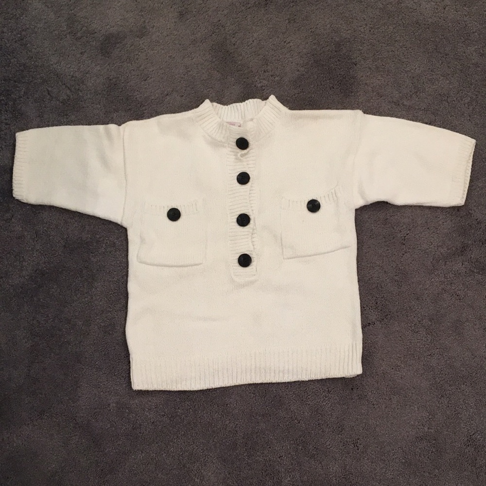 Pendleton Vintage cream short sleeve button sweater small country sophisticates